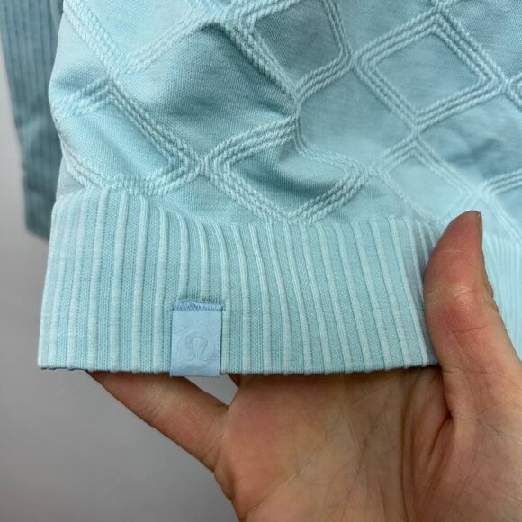 Lululemon Blue Stretch Ribbed Rest Less Long Sleeve Shirt Activewear 4 - Picture 6 of 6